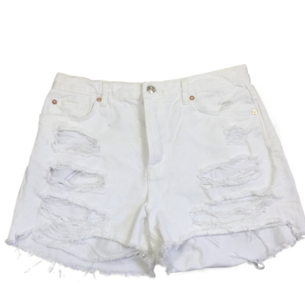 We the Free Button Fly Distressed White Shorts 29